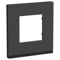 Schneider Electric NU600286 UNICA PURE рамка 1-постовая, горизонтальная, ЧЕРНОЕ СТЕКЛО/антрацит