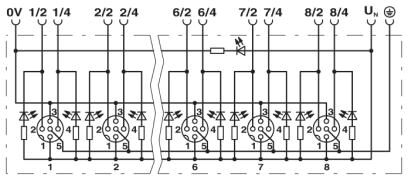 Phoenix contact 1405739 SACB-8/16-L- 5,0PUR SCO P NPN Коробка датчика и исполнительного элемента