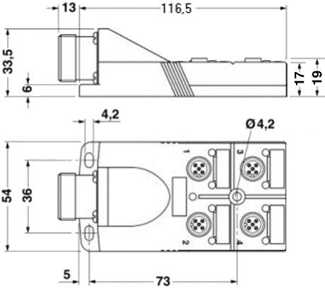 Phoenix contact 1692682 SACB-4/ 8-L-M23 180 Коробка датчика и исполнительного элемента
