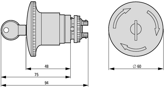121469 Кнопка аварийной остановки, D = 60мм, отмена ключом, MS1 (M22-PVS60P-MS1)