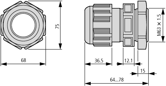 214835 Кабельный ввод, M63 , RAL 7035, IP68 (V-M63)