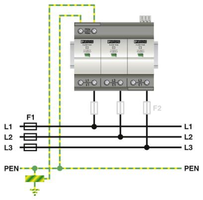Phoenix contact 2905419 FLT-SEC-P-T1-3C-350/25-FM Комбинированный разрядник типа 1/2