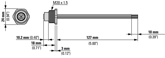 179541 Ввод корпуса SWD с гнездом M12, 5 кабелей, длиной 0,15 м (SWD4-PRF5-2-S)