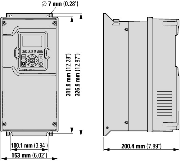 9702-1107-00P Преобразователь частоты DG1 3~/3~400В 5,6A 2,2кВт, IP54, фильтр ЭМС (DG1-345D6FB-C54C)