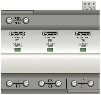 Phoenix contact 2905419 FLT-SEC-P-T1-3C-350/25-FM Комбинированный разрядник типа 1/2