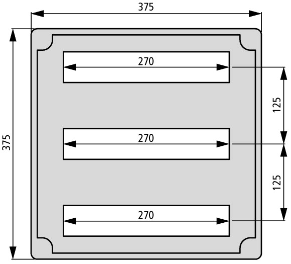 61937 Изолированный щит + дверь, 3x15TE , ВхШхД = 375x375x150 мм (AE/I44E/T)