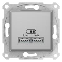 Schneider Electric SDN2710260 SEDNA, USB МЕХАНИЗМ зарядного устройства 2,1А (2x1,05А), АЛЮМИНИЙ