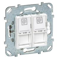 Schneider Electric MGU5.2424.18ZD UNICA РОЗЕТКА компьютерная, RJ45, двойная, с полем для надписи, кат. 6, БЕЛЫЙ