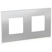 Schneider Electric NU600480 UNICA PURE рамка 2-поста, горизонтальная, алюминий МАТОВЫЙ/белый