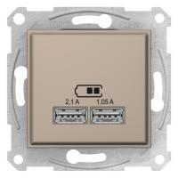Schneider Electric SDN2710268 SEDNA, USB МЕХАНИЗМ зарядного устройства 2,1А (2x1,05А), ТИТАН