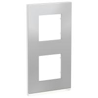 Schneider Electric NU6004V80 UNICA PURE рамка 2-поста, вертикальная, алюминий МАТОВЫЙ/белый