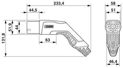 Phoenix contact 1627982 EV-T2G3PC-1AC20A-5,0M2,5ESBK01 Зарядный кабель AC