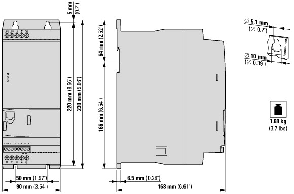180669 Speed starters, three-phase power supply connection, three-phase motor connection at 400 V, 16 A and 7, 5 kW / 10 HP, with integrated EMC filter (DE11-34016FN-N20N)
