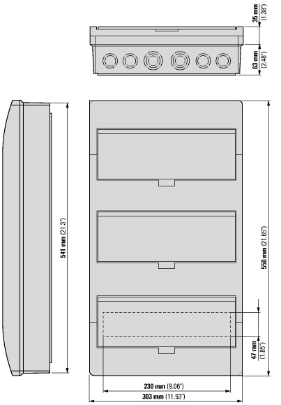 284640 EATON/MOELLER BC-O-3/36-ECO Компактный щит навесного исполнения, 3ряда, 36 модулей, прозрачная дверь, пластик (арт.284640)