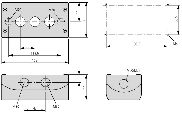 216532 M22-I3-M1 Три кнопки в корпусе MOELLER / EATON (арт.216532)